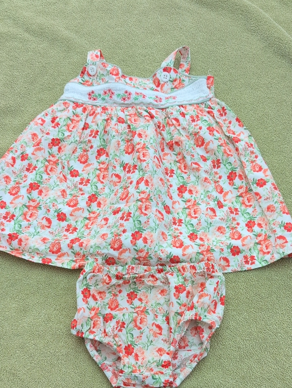 Bonnie Baby Pink & Coral Floral Dress with Lace Trim